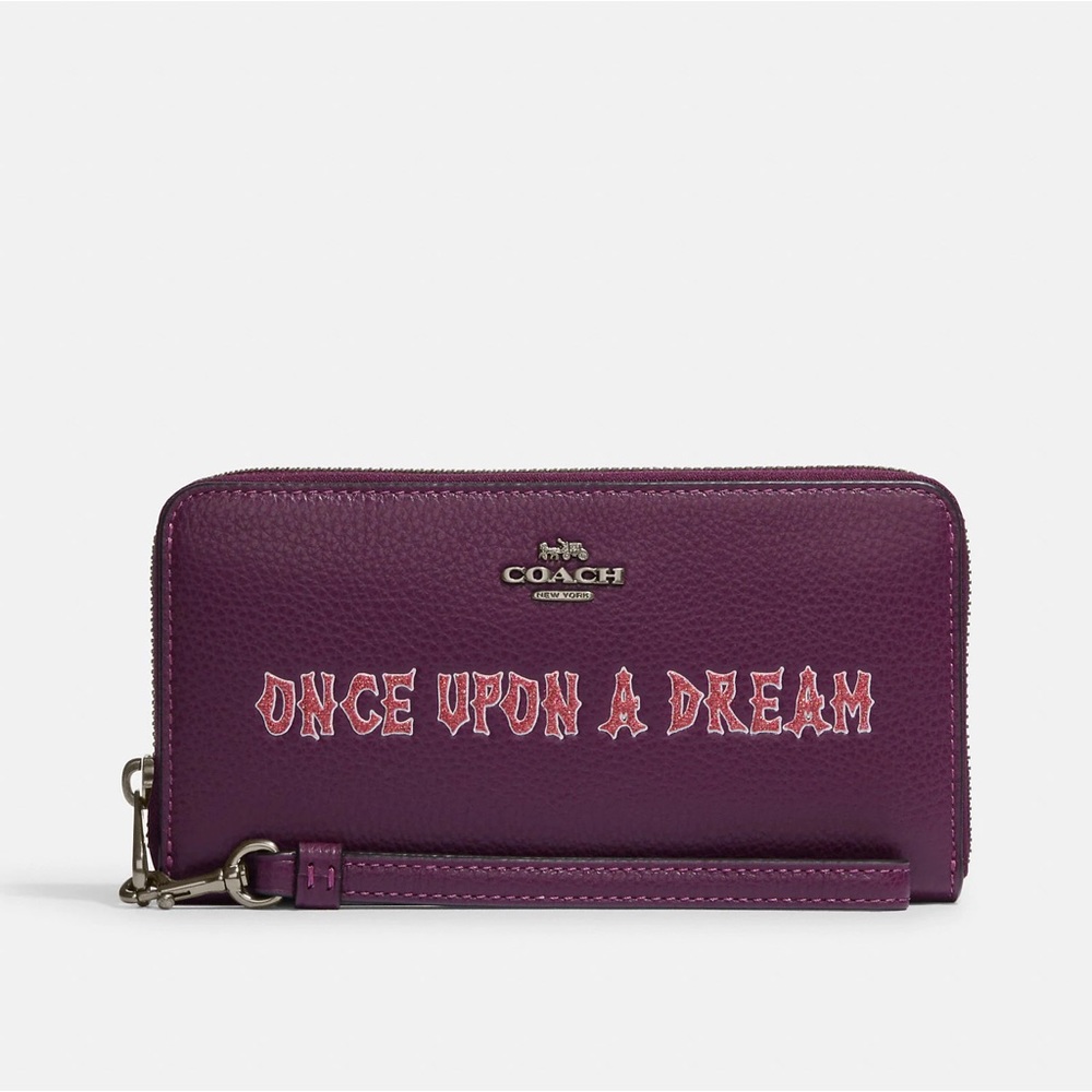 Disney X Coach Long Zip Around Wallet W/ Signature Canvas And Once Upon A Dream